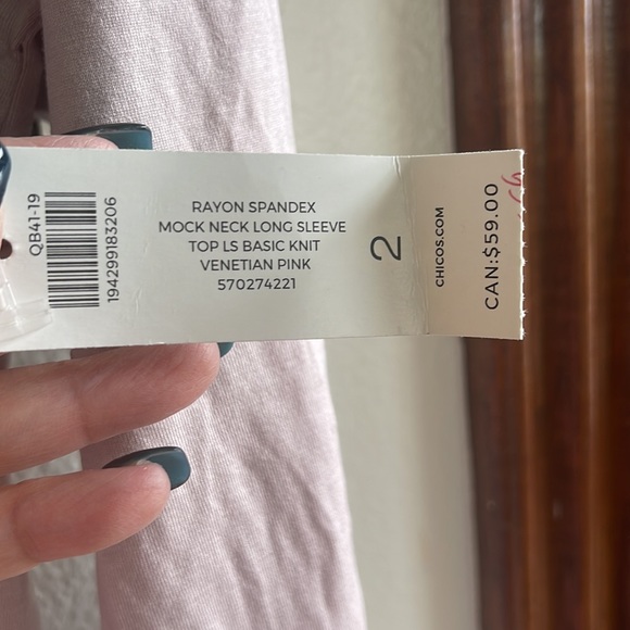 Chico’s Rayon Spandex Mock Neck Long Sleeve Top - Picture 3 of 4